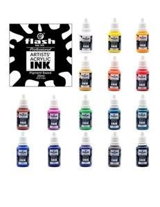 TINTA Acrílica Juego de 16 Colores Botella 20 ml con Pigmentos Rico Pinturas Vibrantes - Imagen 1 de 2