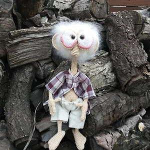 HANDMADE KNITTED TOY AMIGURUMI OLD MAN GRANDFATHER RARE THING HOOK GIFT NEW - Picture 1 of 8