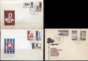 POLAND = WWII MEMORIAL MONUMENTS x3 FDC MILITARY, JUDAICA 💲FREE SHIPPING💲 - Picture 1 of 1