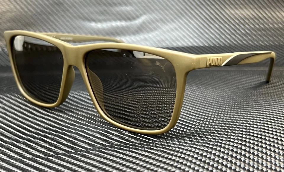 PUMA PU0322S 004 Matte Green Brown 58 mm Men's Sunglasses - Image 1 of 4