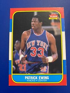 🏀 1986-87 Fleer Basketball Base Card Rookie #32 Patrick EWING 🏀