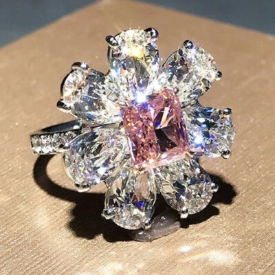 Glamorous Wedding 925 Silver Filled Rings Cubic Zirconia Women Jewelry Size 6-10 - Image 1 of 4