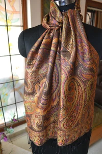 100% SEDA PASHMINA JAMAWAR BUFANDA DE DISEÑO DE CACHEMIRA JAMAVAR Bufanda iridiscente - Imagen 1 de 5