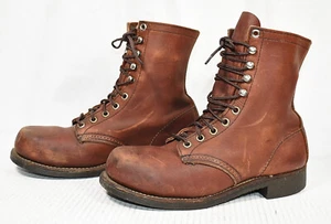 De Colección Zapatos Ala Roja Cuero Engrasado Con Cordones Bicicleta Trabajo Botas de Trabajo Resistente Mujer Talla 8 - Imagen 1 de 5