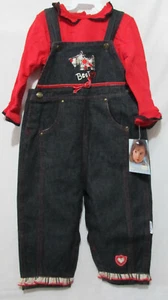 Vitamine Kinder Spielkleidung Kleinkind Mädchen 2-teiliges Set Scottie Hund Lätzchen & Shirt rot 24 Monate - Bild 1 von 8
