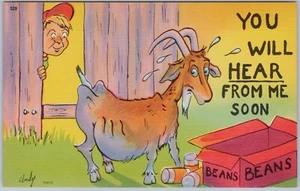 Postal de lino cómic vintage de Goat & Beans “You Will Hear From Me Soon” - Imagen 1 de 2