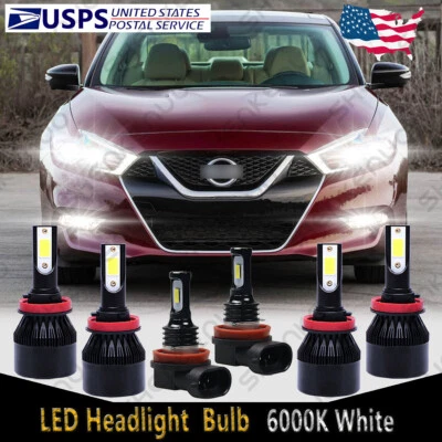 For Nissan Maxima 2016-2018 LED High-Low Beam Headlight + Fog Light Bulbs 6x C9B - Image 1 of 4