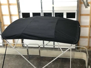 CRO Black Replacement Bimini Top Canvas+Boot for Sun Tracker Bass Buggy 9'x8.5' - Picture 1 of 10