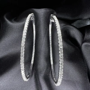 14K WHITE GOLD 2CTW DIAMOND INSIDE-OUT HOOP EARRINGS (AD2001601) - Picture 1 of 4