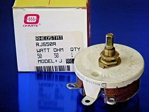 Ohmite RJS50R Reóstato Potenciómetro Modelo J Bobinado 50 W 50 Ohm 1.00 Amp NOS - Imagen 1 de 1