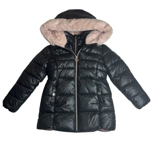 Michael Kors Coat Girls 5/6 Black Winter Puffer Jacket Faux Fur - Picture 1 of 12