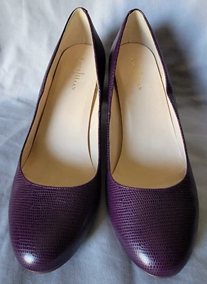 Cole Haan Pumps Wedge Heels Purple Lizard Embossed Leather Women’s Sz 7.5B - Image 1 of 4