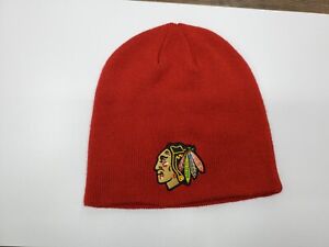 VINTAGE Zephyr Chicago Blackhawks Beanie Red Warm Hat Acrylic Knit Watch Cap NHL