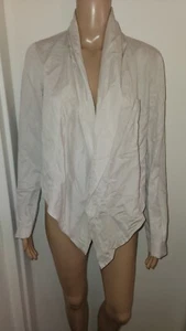 Women's FLEUR WOOD Pale White/grey Silk Blend Waterfall Jacket Size 1 (Aus 8-10) - Picture 1 of 4