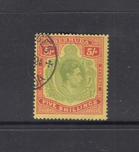 BERMUDA: 1945 5/- Ordinary Paper Green & Red/ pale yellow SG 118e £25, fine used - Picture 1 of 1