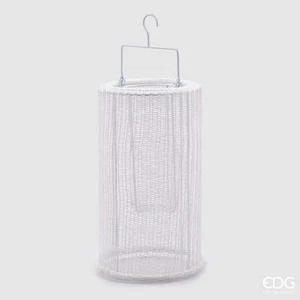 EDG Enzo De Gasperi Lanterna Tessuto Cilindro Con Manico H.33 D.20 C4 White - Imagen 1 de 1