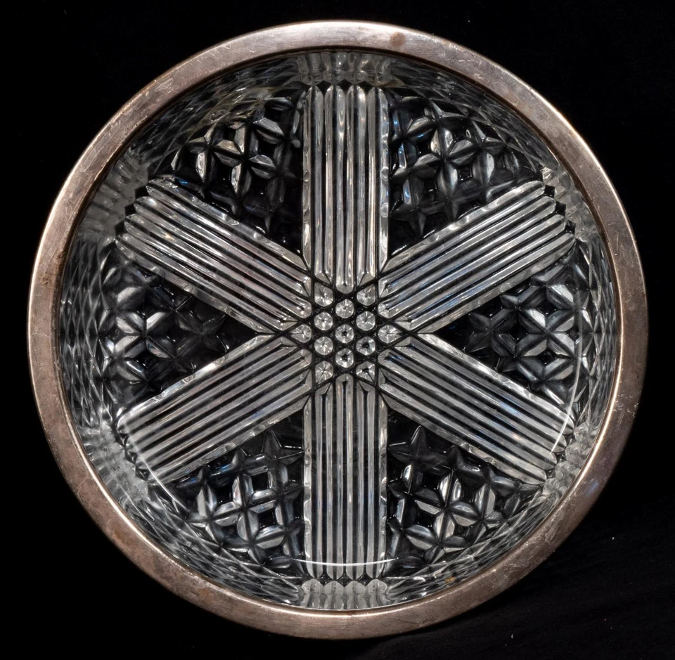 Vintage Heavy Silver Plate Rim WMF West Germany Crystal  Dish - Image 1 of 3