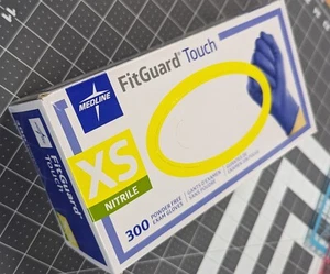 Medline FitGuard Touch Gloves Powder-Free Nitrile size: Extra Small XS qty: 300  - Picture 1 of 6