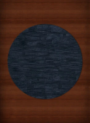 Blue Transitional Hand Hooked Squares Rectangles Boxes Area Rug Patchwork DV6 - Image 1 of 2