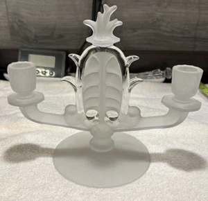 Rare  Clear Satin Double Arm Candle Holder.Beautiful Piece - Picture 1 of 5