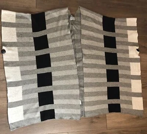 Joseph A Poncho Sweater One Size OS L XL Gray Black Stripe Open Side Knit - Picture 1 of 3
