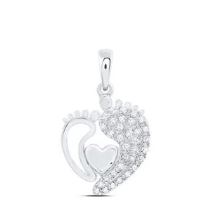 COLGANTE CORAZÓN DE REGALO DE ORO BLANCO 10K 1/8 CTW-DIA NK - Imagen 1 de 1