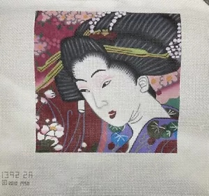 Melissa Shirley Needlepoint Handpainted Canvas ‘Red Geisha’ 1392 2A / 13mesh - Picture 1 of 3