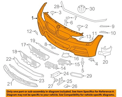 Componentes de parachoques BMW OEM 13-19 320i xDrive - Cubierta de parachoques 51118067952 Foto 1 de 2