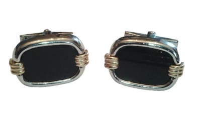 GEMELOS VINTAGE DE ORO 14K Y PLATA ESTERLINA ÓNIX DOLAN Y BUEY "DB" Foto 1 de 4