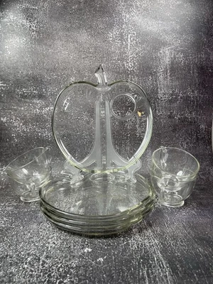 Vintage Hazel Atlas Orchard Apple Hostess Set Complete 4 Piece - Plate/Cup Set - Image 1 of 4