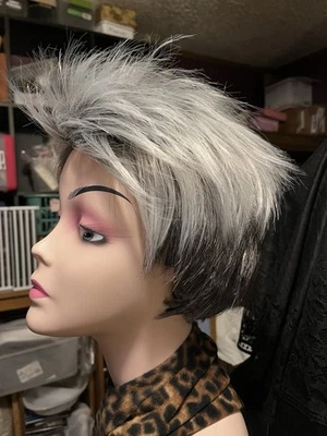 Peluca punk pixie capas sal y pimienta gris oscuro mezcla fondo tapa ajustable Foto 1 de 4