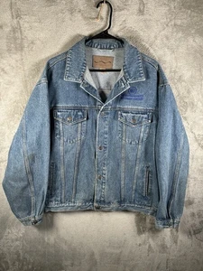 Port Authority Denim Jean Jacket Trucker Mens XL Y2K Vintage Waste Management - Picture 1 of 10