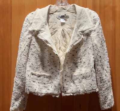 oscar de la renta womens ivory tweed evening jacket size 8   0034 - Image 1 of 4