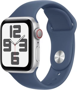 Apple Watch Series SE (2. generacji) Cellular 40mm Srebrna obudowa Denim Band (S/M) - Zdjęcie 1 z 6