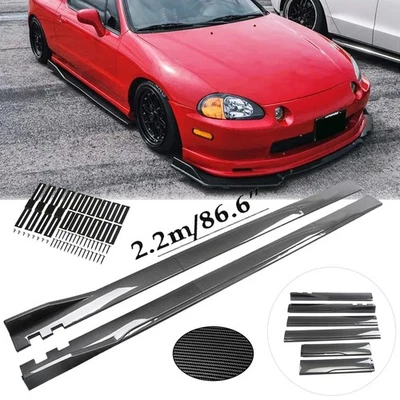 86.6“ Carbon Fiber /Side Skirt Rocker Panel+Splitter Lip For Honda Civic Del Sol - Imagem 1 de 4