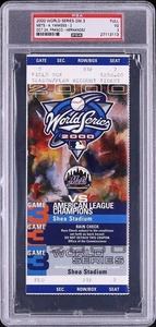 2000 MLB WORLD SERIES FULL GAME 3 TICKET YANKEES METS WIN SUBWAY NSYNC PSA 3 VG - Picture 1 of 2