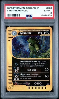 Aquapolis Tyranitar Holo Card H28/H32 PSA 6 - Image 1 of 2