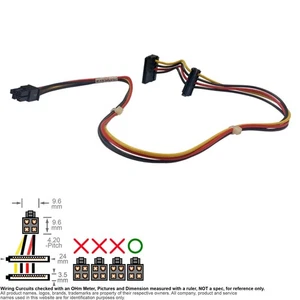 Cable Internal DC Power Mother Board 4-Pin to SATA 1 to 2 1:2 20" HP 507148-001 - Picture 1 of 2