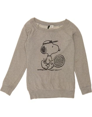 BENETTON Womens Graphic Sweatshirt Jumper UK 12 Medium Grey Cotton ZH10 - Image 1 of 4