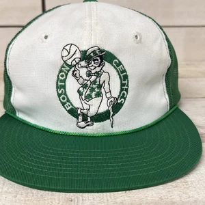 Vintage Boston Celtics 80s Twins Enterprise Snapback Hat NBA Mesh Back White - Picture 1 of 11