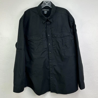 5.11 Tactical Shirt Mens Extra Large Black Ripstop Covert Pockets Long Sleeve - Image 1 of 4