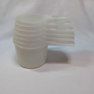 Vintage Tupperware Messbecher transparent weiß stapelbar verschachtelt 1/4-1 Tasse, 6er Set - Bild 1 von 7