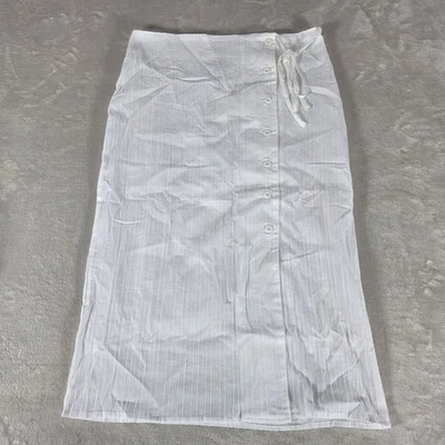 Evidnt Los Angeles Anthropologie Falda Midi Grande Blanca Algodón Abotonada Forrada Foto 1 de 4