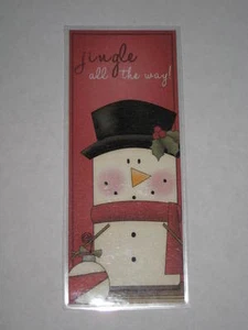 PRIMITIVE CHRISTMAS WINTER LAMINATED BOOKMARK SNOWMAN JINGLE ALL THE WAY CL12-5 - Picture 1 of 1