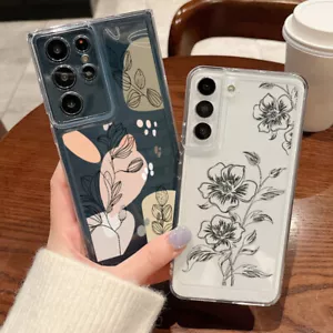 Flower Clear Case For Samsung S25 S24 FE S23 S22 Ultra A16 Shockproof Slim Cover - Picture 1 of 15