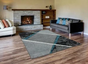Quality Modern Grey Teal Soft Rug 120cm x 170cm Rug (C1) Hand Carved Area Rug - Picture 1 of 1