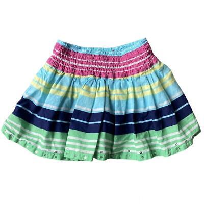 Girls 7 Justice Rainbow Stripe Pleated Spring Summer Skirt  Silver Sequins • 14€