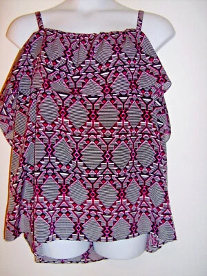 Moda Bug Talla 3X Ajustable Correa de Espagueti Volantes Multicolor Top Foto 1 de 2