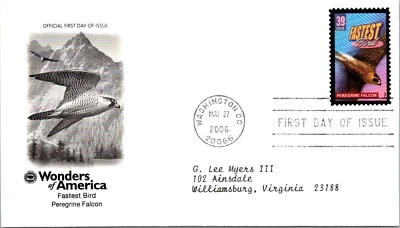FDC 2006 SC #4072a Peregrine Falcon - Washington DC - Single - J967 - Image 1 of 2