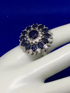 Madagascar Blue Sapphire Cocktail Ring  Huge Ring!!! - Picture 1 of 4